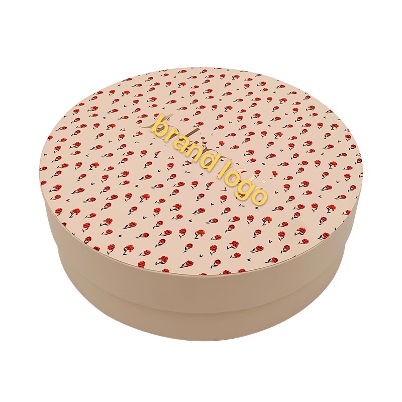 Pink Foil Logo Round Storage Box Karboard Box Round Gift Case