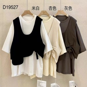 Volně padnoucí design Minimalistický styl s kulatým límcem Styl prošitého rukávu Neformální Jednobarevná bavlna a lněné nadměrné vlastní trička z roku 19527 + vesty
