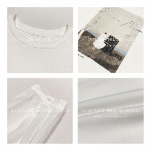 Loose-fitting design Minimalist Round Collar styl Stitched manual Solid color bavlna a ložní prádlo převyšující zakázku 12709 mikiny