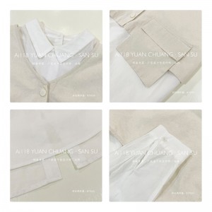 Loose-fitting design Minimalist Stylish Casual Solid color Striped Checked oversized custom 19550 Loose Shirt + Waistcoat