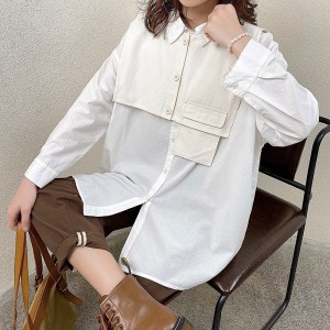 Loose-fitting design Minimalist Stylish Casual Solid color Striped Checked oversized custom 19535 Loose Shirt + Waistcoat