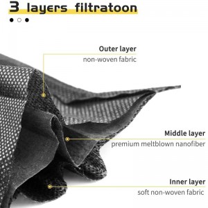 3vrstvá jednorázová černá maska