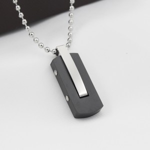 Velkoobchodní náhrdelník s přívěskem z nerezové oceli, dvoubarevný, černý