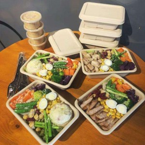 Obdélník ekologicky šetrné biologicky odbouratelné nádoby na balení potravin s sebou jednorázové nádoby na potraviny z kukuřičného škrobu