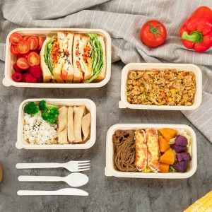 Obdélník ekologicky šetrné biologicky odbouratelné nádoby na balení potravin s sebou jednorázové nádoby na potraviny z kukuřičného škrobu