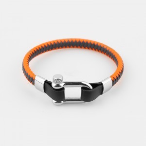 Braided Leather Brackeet Womens Braelet Stainless Steel Wristband