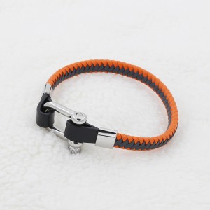 Braided Leather Brackeet Womens Braelet Stainless Steel Wristband