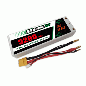 HD 5200mAh 70C 2S 7,4V tvrdá LiPO baterie