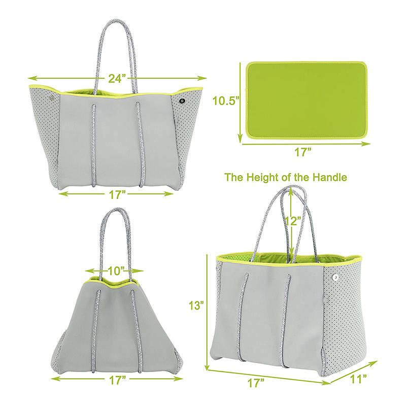 Neoprene víceúčelové plážové pytel tote s vnitřní kapsou zip a pohyblivé desky
