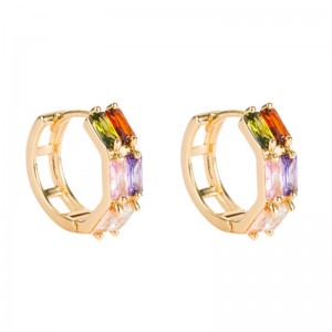 Přeshraniční zdroj Zahraniční obchod geometrické dvojité řádky Zirkonnáušnice žena měď mikro-inloid barva zirkonium hip hopnáušnicenáušnice