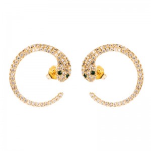 European and American přeshraniční Náušnice Náušnice přehnané osobnosti had ve tvarunáušnice mikro-inloid zirkon hip-hop C hadnáušnice