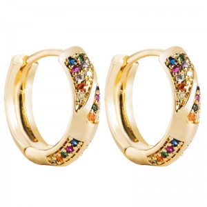 Evropské a americké etnické stylnáušnice kreativní geometrické duténáušnice samice měděné pokovené skutečné zlato mikro-inloid zirconnáušnice