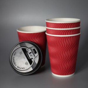 8oz 12oz 16oz přizpůsobený design papírové kelímky jednorázové vytištěné papírové dvojité zdi zvlnění kávových šálků