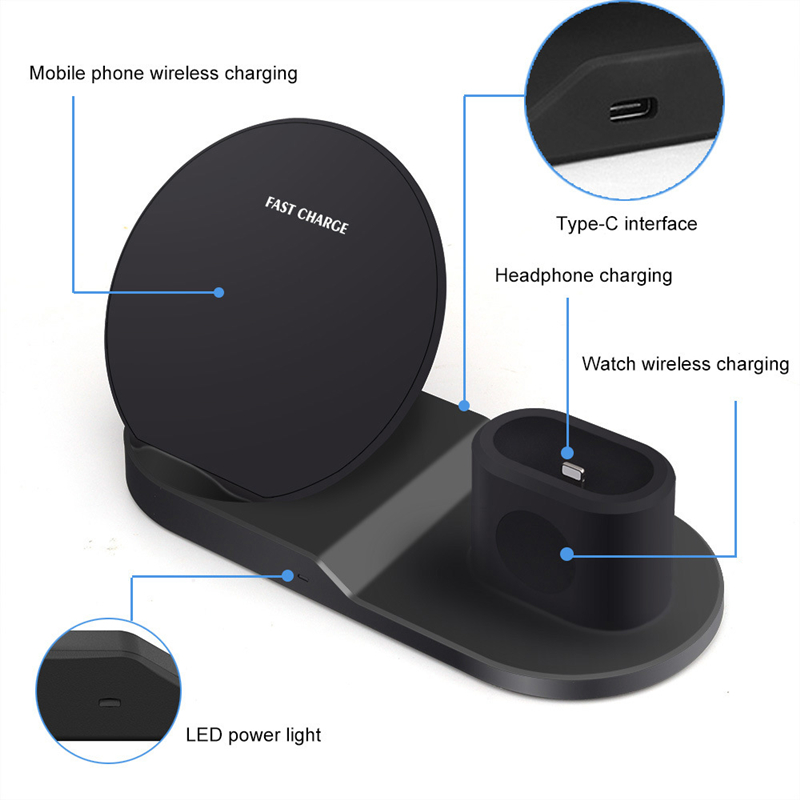 3 v 1 qi bezdrátovénabíječky WINDOSS bezdrátovénabíječky Stojany bezdrátovénabíjecí Dock Station pro iPhone