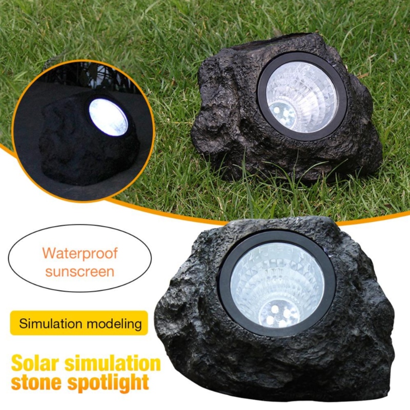 Venkovní led skalní lampa 4 vedená solární krajina kamenná zahrada trávník světla