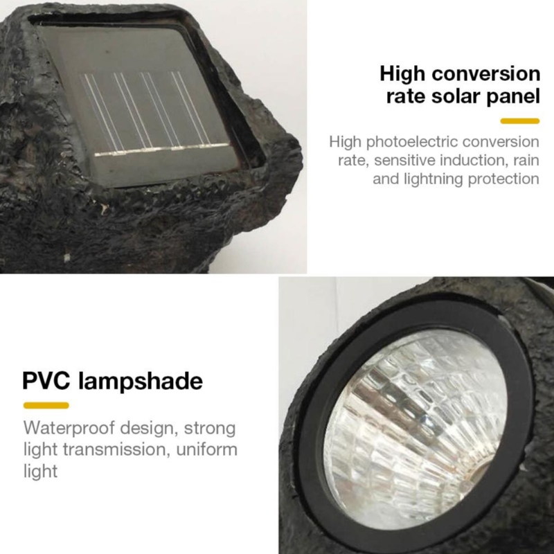 Venkovní led skalní lampa 4 vedená solární krajina kamenná zahrada trávník světla
