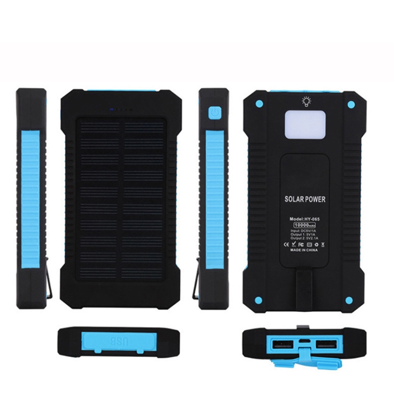 Solární Power Bank Dual USB Power Bank 20000mah Vodotěsnánabíječka baterií Externí přenosný solární panel s LED světlo