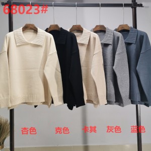 Volná a stylová jednoduchá pletená lapel single top 68023n