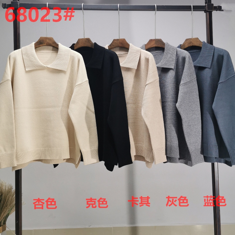 Volná a stylová jednoduchá pletená lapel single top 68023n