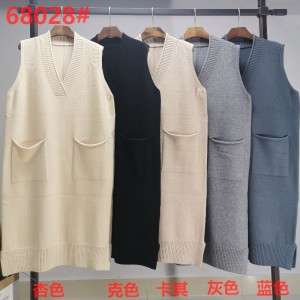 Módní trend ležérní žolík pletené v-krční vesta 68028n