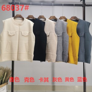 Módní trend příležitostná univerzální pletená falešná kapsa vesta 68037n