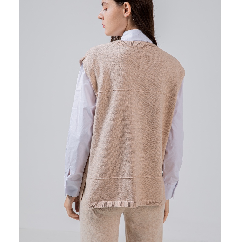 Módní trend příležitostná univerzální pletená falešná kapsa vesta 68037n