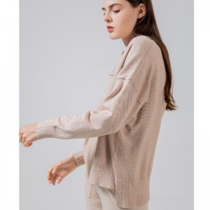 Módní trend Jednoduchý volný čas Joker Základní klopa pletená Single bunda 68057n