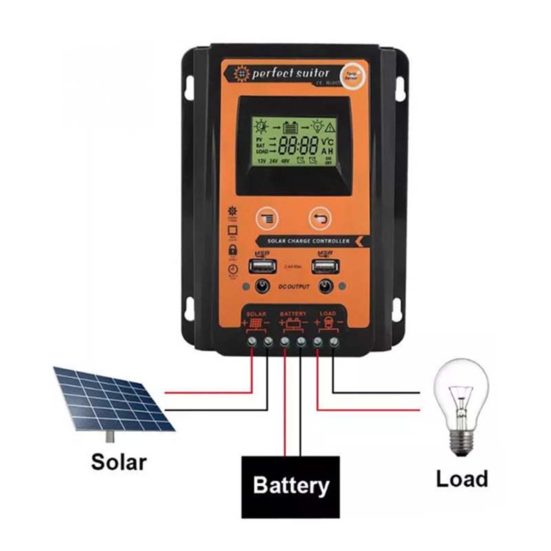 PWM 30A 12V 24VDC Solárnínabíjení regulátoru regulátoru baterie Solární panel s Dual USB výstupním LCD displejem