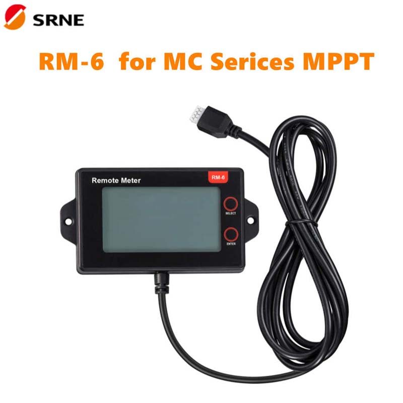 SRNE RM-6 Vzdálený měřič LCD displej pro MC24 Series MPPT 20A 30A 40A 50A 50A Solární regulátor