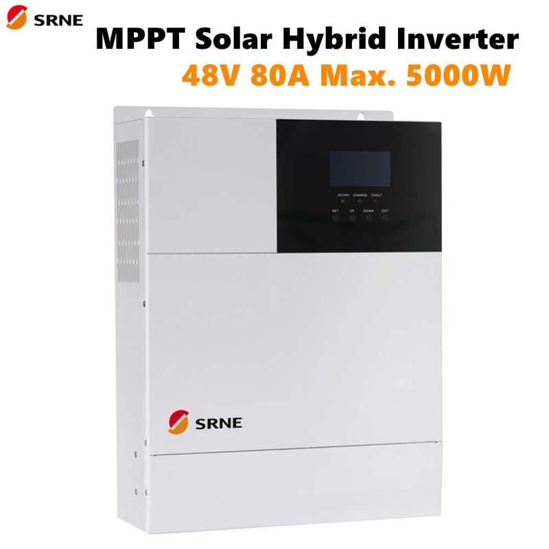 SRNE MPPT MAX 5000W Solární hybridnínáboj měnič 80A Pure Sine Wave Inverter 48V 220V PVnabíjení 145V 50Hz 60Hz Auto LCD displej