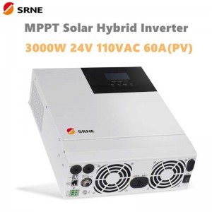 SRNE 3000W All-in-One MPPT Hybrid Solar Solar Inverter 24V 110VAC Pure Sine Wave MAX 100V 60A 50Hz 60Hz 60Hz Off-mřížkový měnič