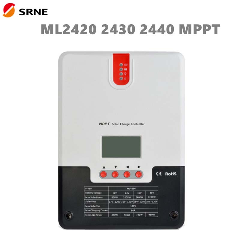 SRNE MPPT Slunečnínabíjecí regulátor 20A 30A 40A 12V24V LCD MAX100V SOALR REGULÁLNÍ REGULÁLNÍ JEDNOTKY PRO OFF-GRID OSOKÁNÍ ACID GEL Li-Ion baterie