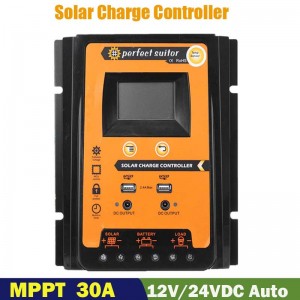 PWM 30A 12V 24VDC Solárnínabíjení regulátoru regulátoru baterie Solární panel s Dual USB výstupním LCD displejem