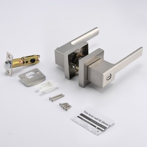 S7809 Současný čtvercový páka pro ochranu soukromí pro ložnicinebo koupelnu, knoflíky dveří bez klíčových zámků v saténuniklu