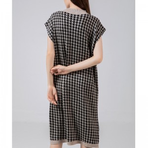 Módní neformální vlněný svetr tisíc ptačích pouzder s vestou s vysokým límečkem 69064\\936;