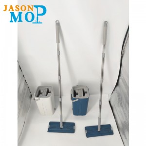 2021Newnerezová ocel odnímatelná pólová rukojeť mop pro stlačení ploché čištění mop s kbelíkovým krytem