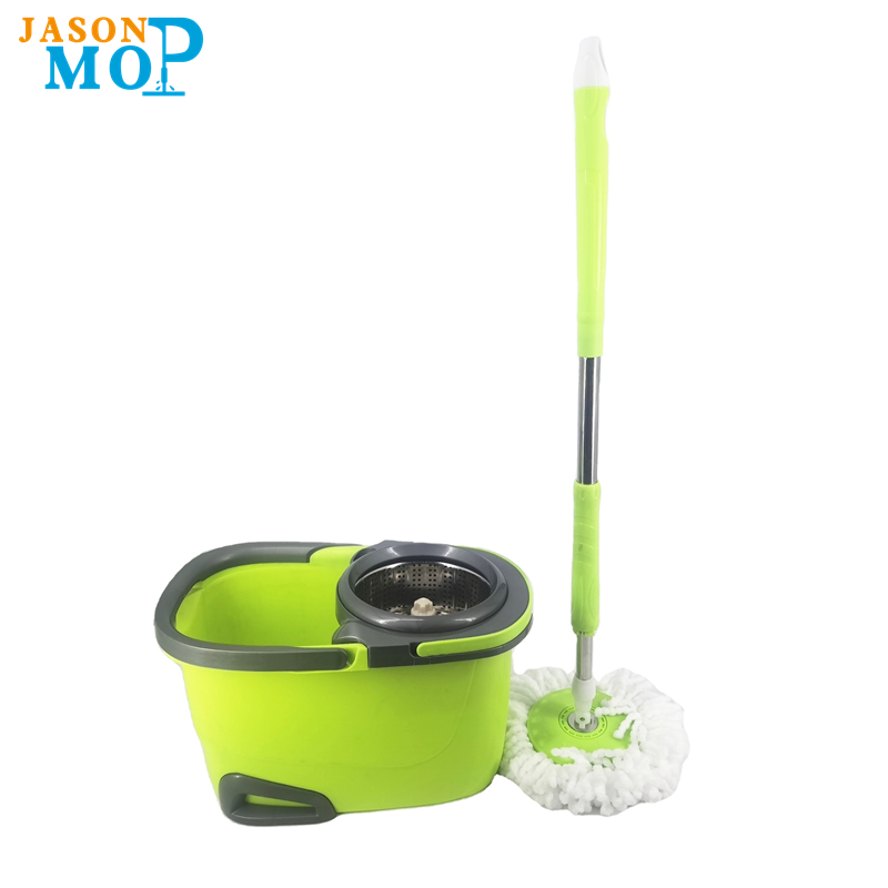 Squeeze ruční volný spin mop kbelík snerezovou ocelí upínací rukojeti mokré suché podlahové čištění 360 otočných hlav