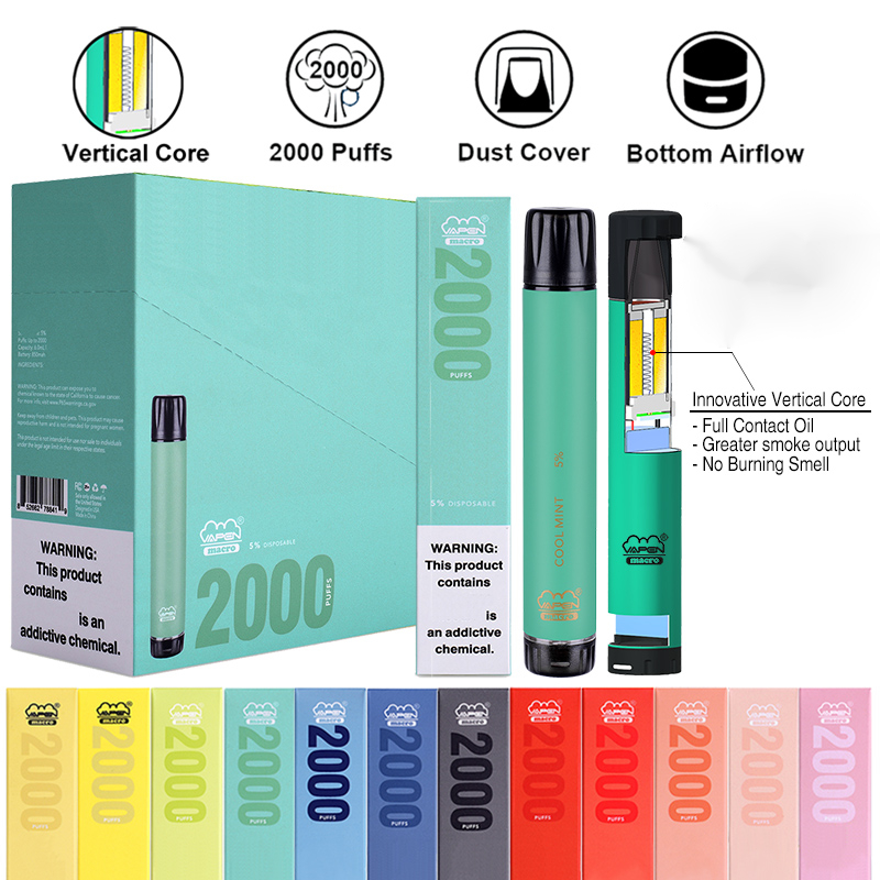 Autentické Vapen Macro 2000 Puffs jednorázové vape pero s vertikální coil plus XXL Xtra Extra Flex Vaporizer Předplněné tyče E CIGS Vaporizátory