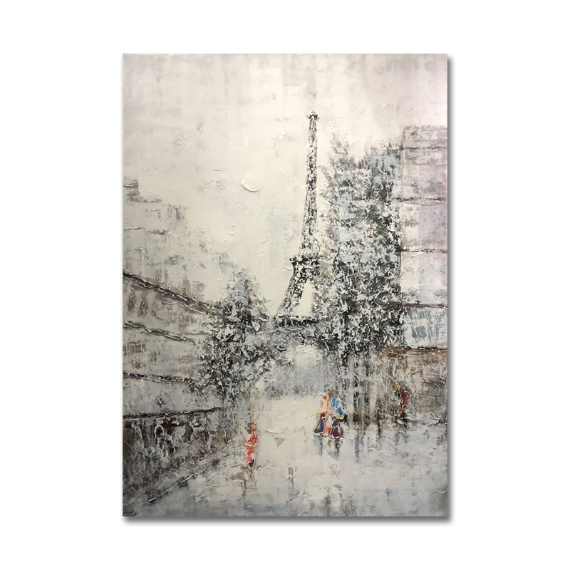 Nový produkt ručně malované umělecké práce moderní abstraktní styl zdi Eiffel krajina dekorace olejomalba
