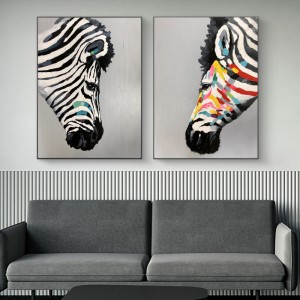 Velkoobchod s vysokou kvalitou čisté ručně malované plátno malování rodinné zvíře umění olejomalba