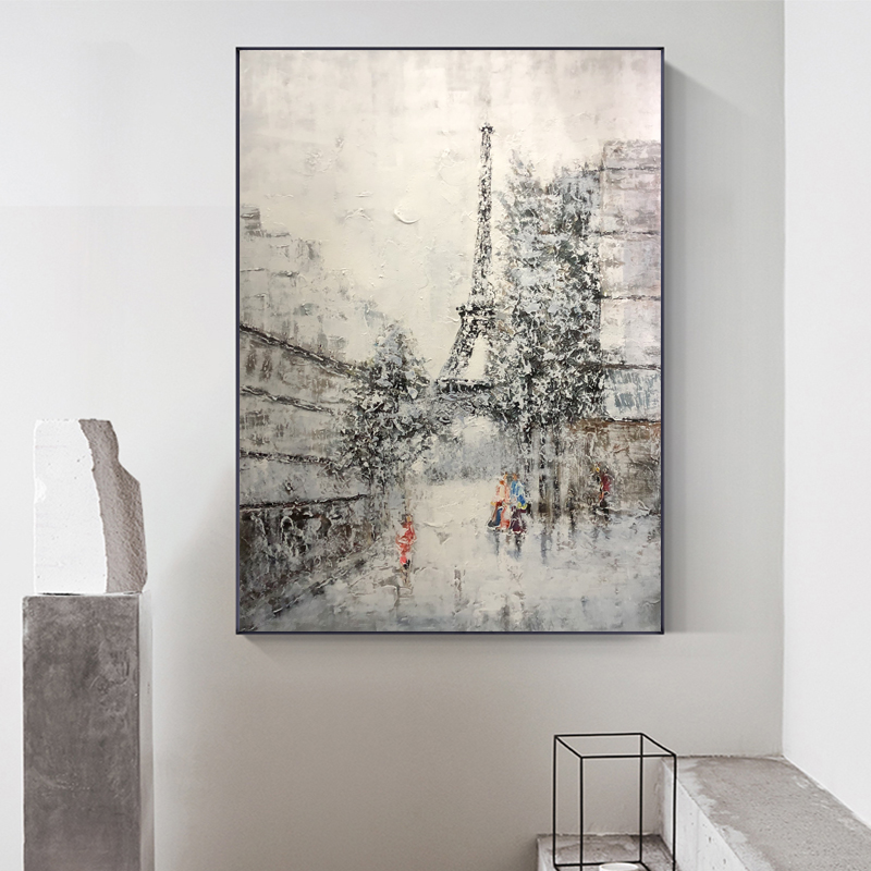 Nový produkt ručně malované moderní styl zdi Eiffel krajina dekorace olejomalba