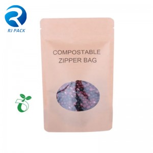 100% Compostable Teplo Resealitelné vysoké bariéra potravin obal Stand Up Pouch Kraft Bag
