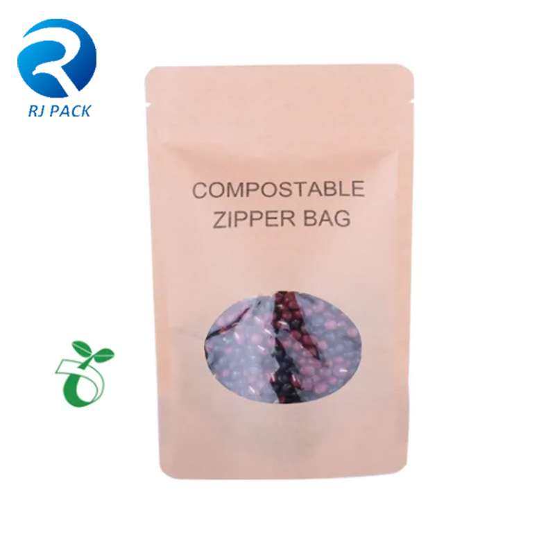 100% Compostable Teplo Resealitelné vysoké bariéra potravin obal Stand Up Pouch Kraft Bag