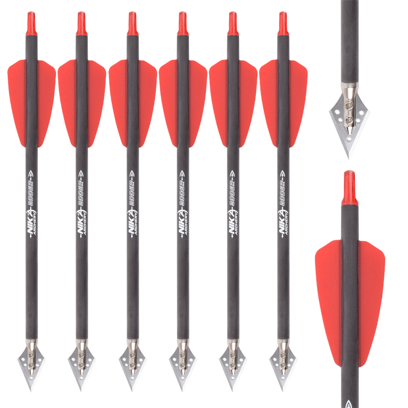 114521-04 ID6.2mm uhlíkové vlákno Crossbow Bolts Ocelová čepel Broadheads Cobra System Adder/r9/rx lov lukostřelby