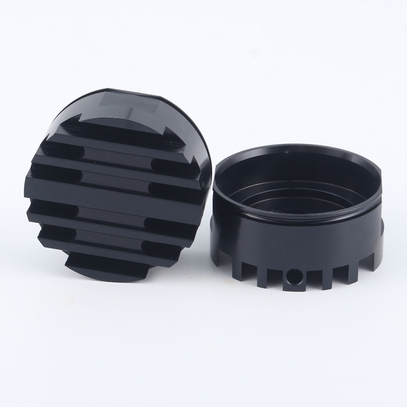 Zakázková vytlačování CNC obrábění eloxované kulaté hliníkové hliník hliníkové černé LED profil Heatsink