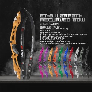 Lukostřelba Nika 68inc Recurve Bow s uhlíkovou končetinou C1 pro venkovní sportovní střelbu