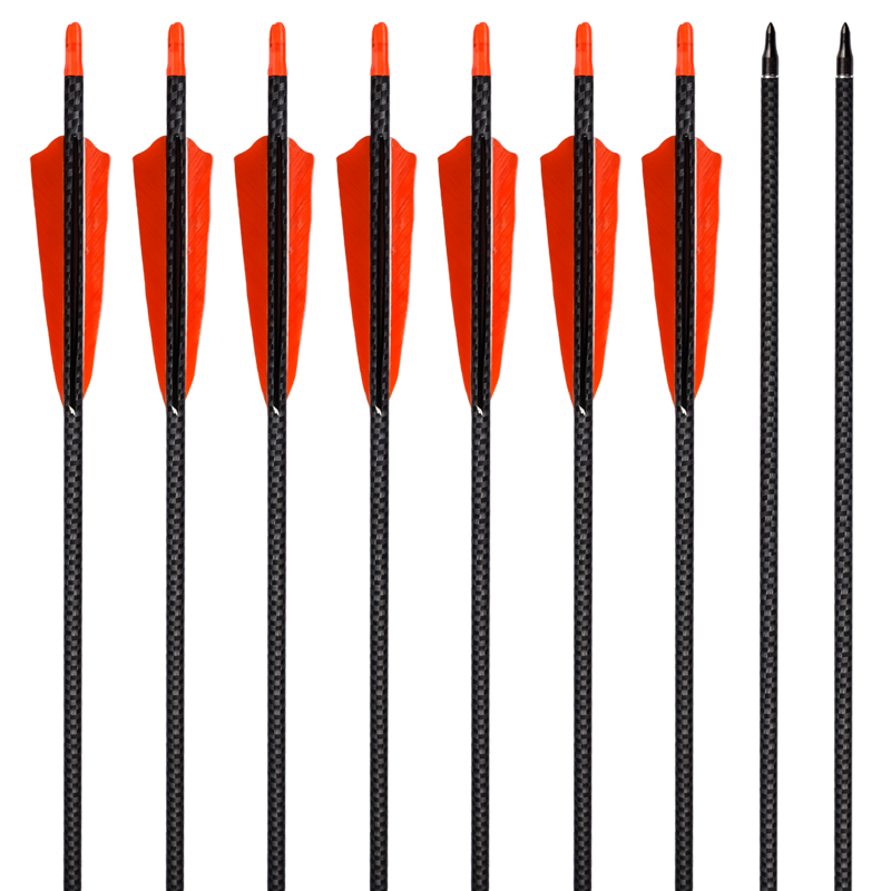Elong venkovní 110245 ID6.2mm SP500 3K Carbon Arrow s peřím lukostřelba fotografování pomocí