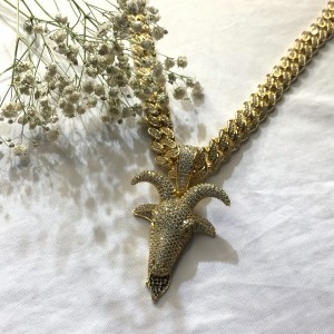 Zirkon Solid Deer Head Hip Hop Hop Náhrdelník