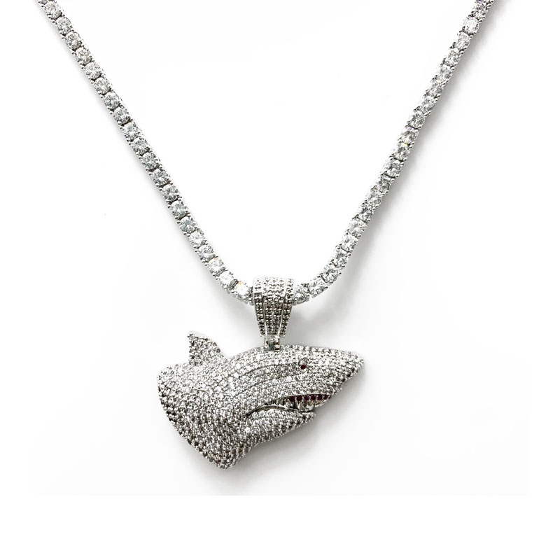 Hot prodej módní luxusní šperky diamantový žralok hip hopnáhrdelník