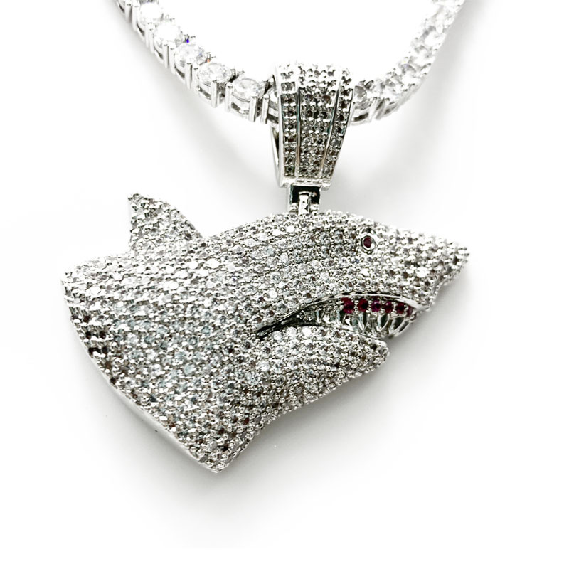 Hot prodej módní luxusní šperky diamantový žralok hip hopnáhrdelník